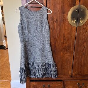 Elegant Gray Fringe Hem Dress